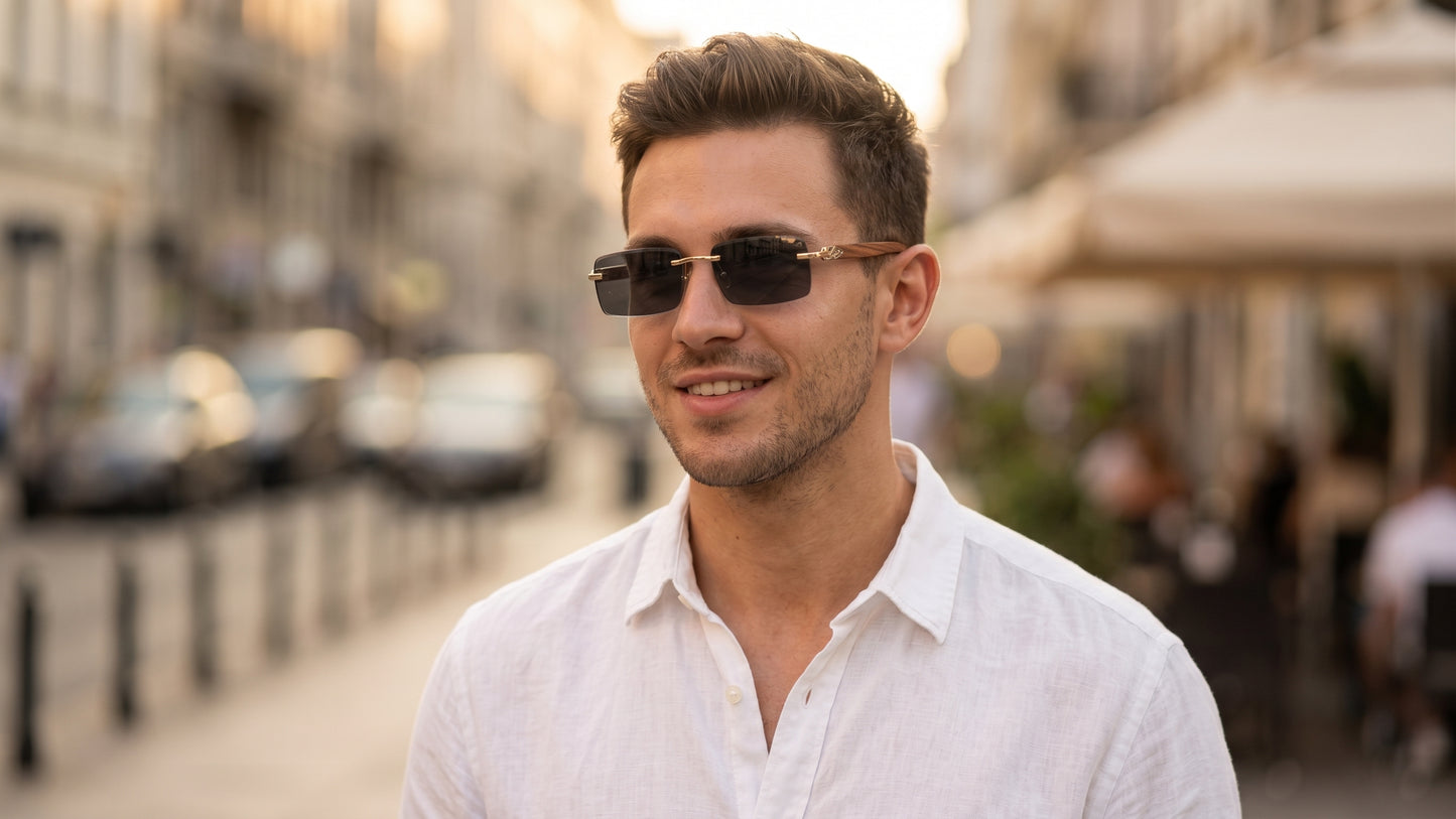 Gold Rimless Sunglasses